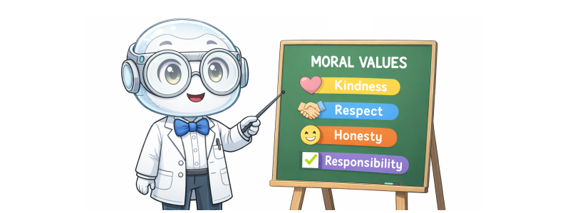 道徳の授業をするアイ先生