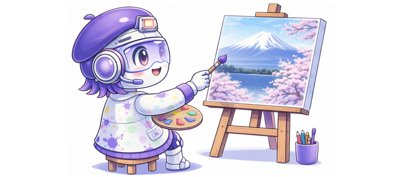 図工の授業（写生大会）をするアート先生